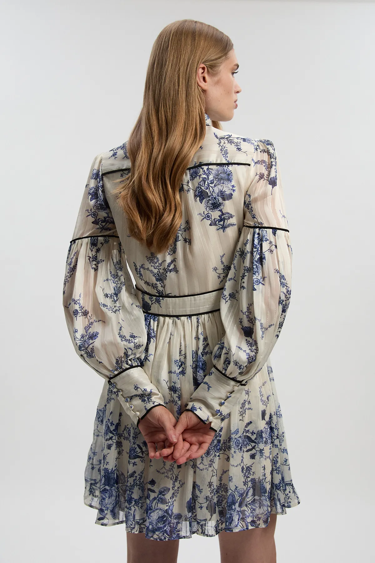 Floral Print Woven Balloon Sleeve Mini Dress BKK26770 4 Floral Print Woven Balloon Sleeve Mini Dress BKK26770