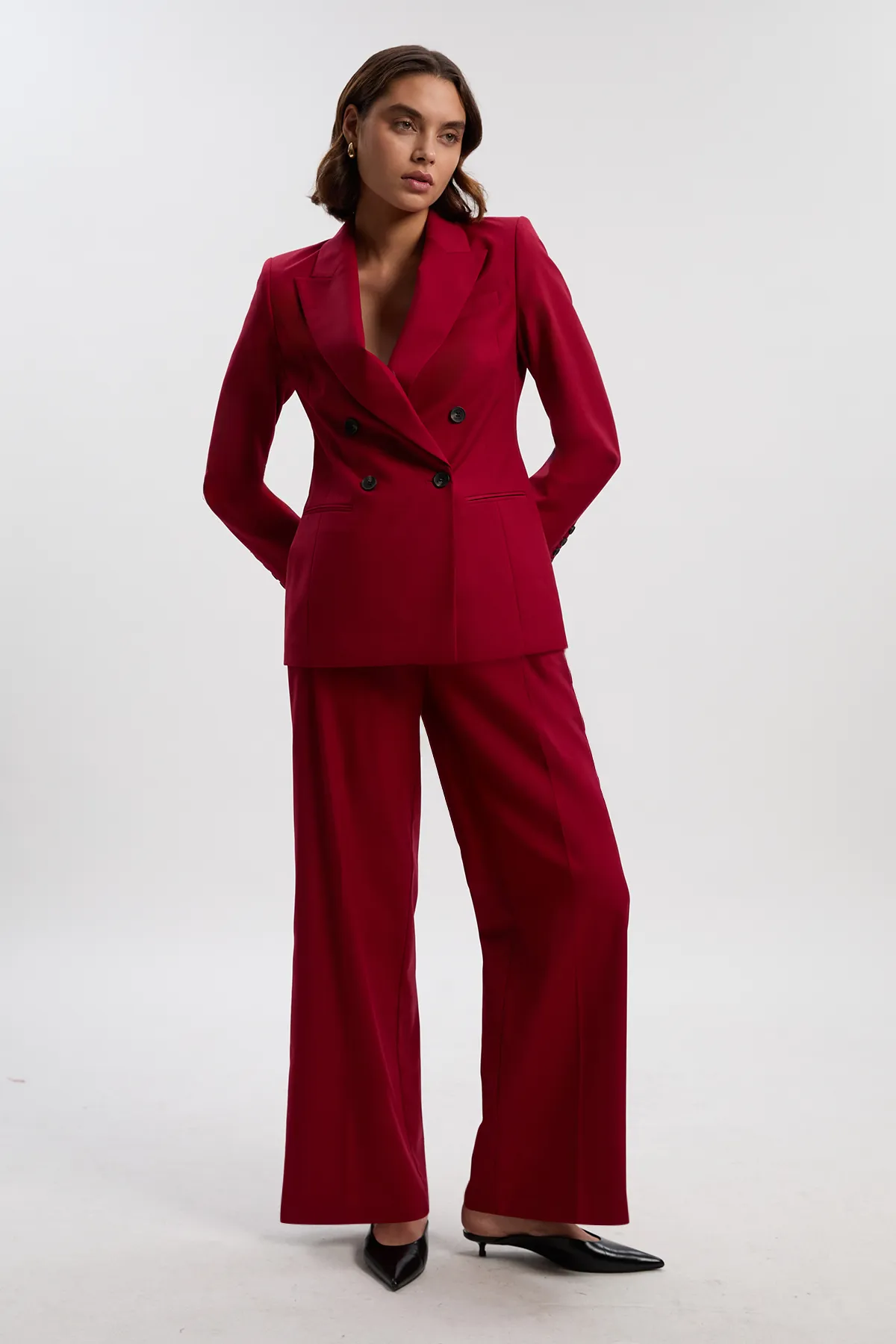 Polished Double Breasted Tailored Blazer BKK26778