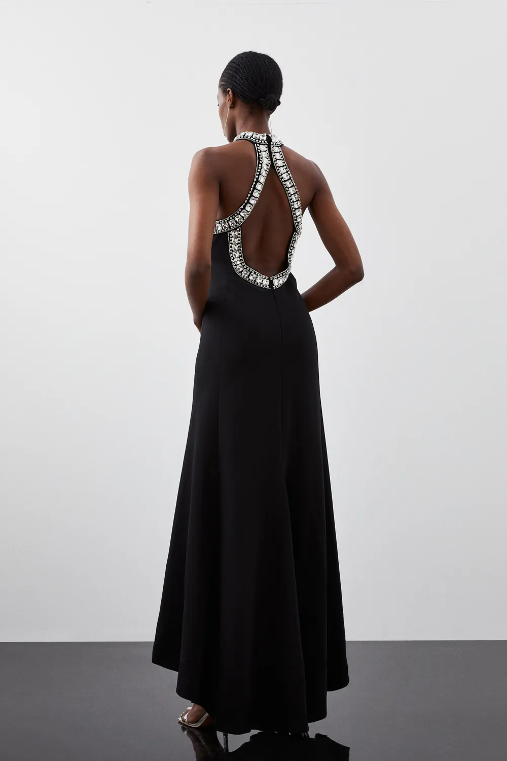 Petite Crystal Embellished Halter Woven Maxi Dress BKK26797 6 Petite Crystal Embellished Halter Woven Maxi Dress BKK26797