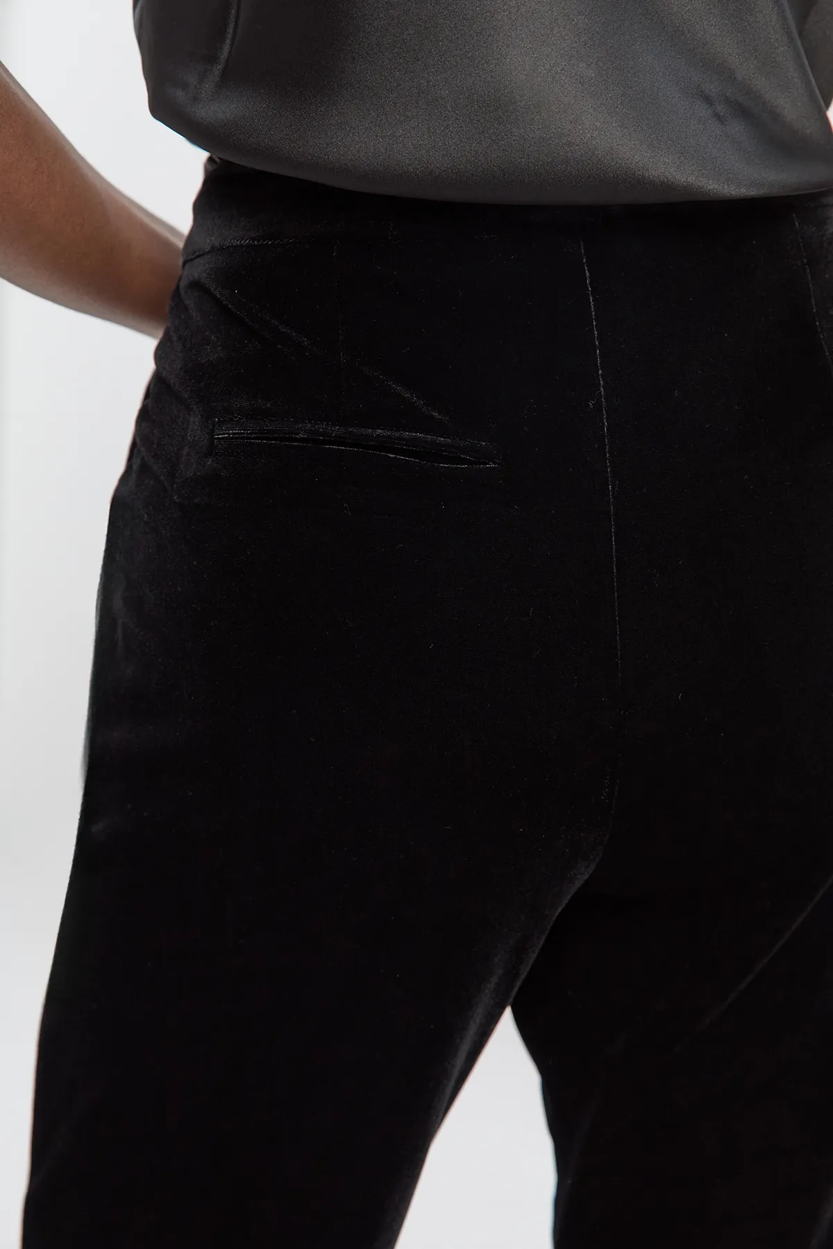 Tailored Velvet High Waist Slim Leg Pants BKK26879