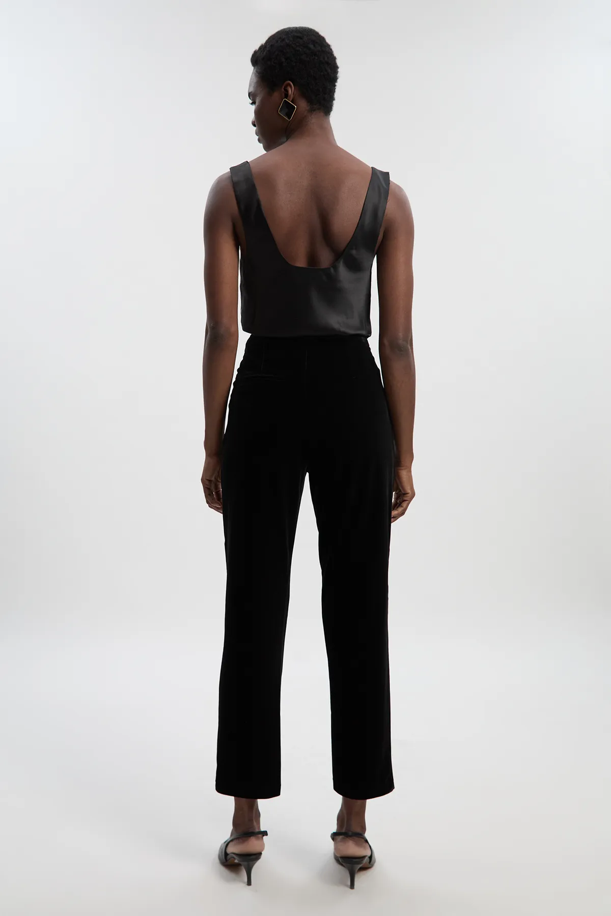 Tailored Velvet High Waist Slim Leg Pants BKK26879