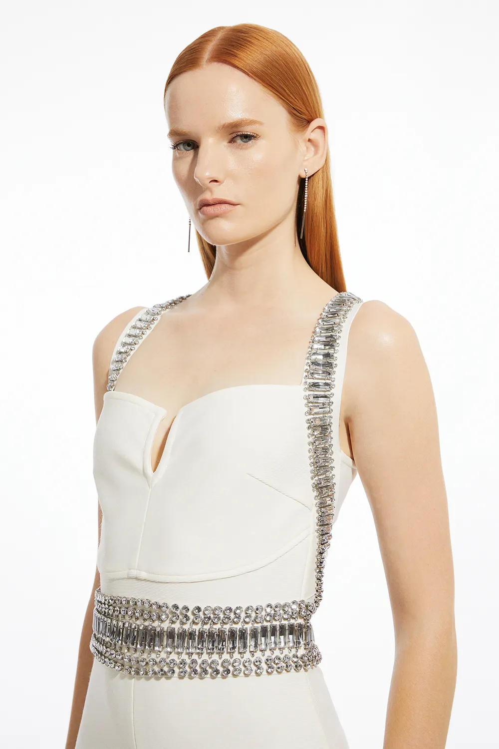 Petite Bandage Figure Form Knit Embellished Maxi Dress BKK26885