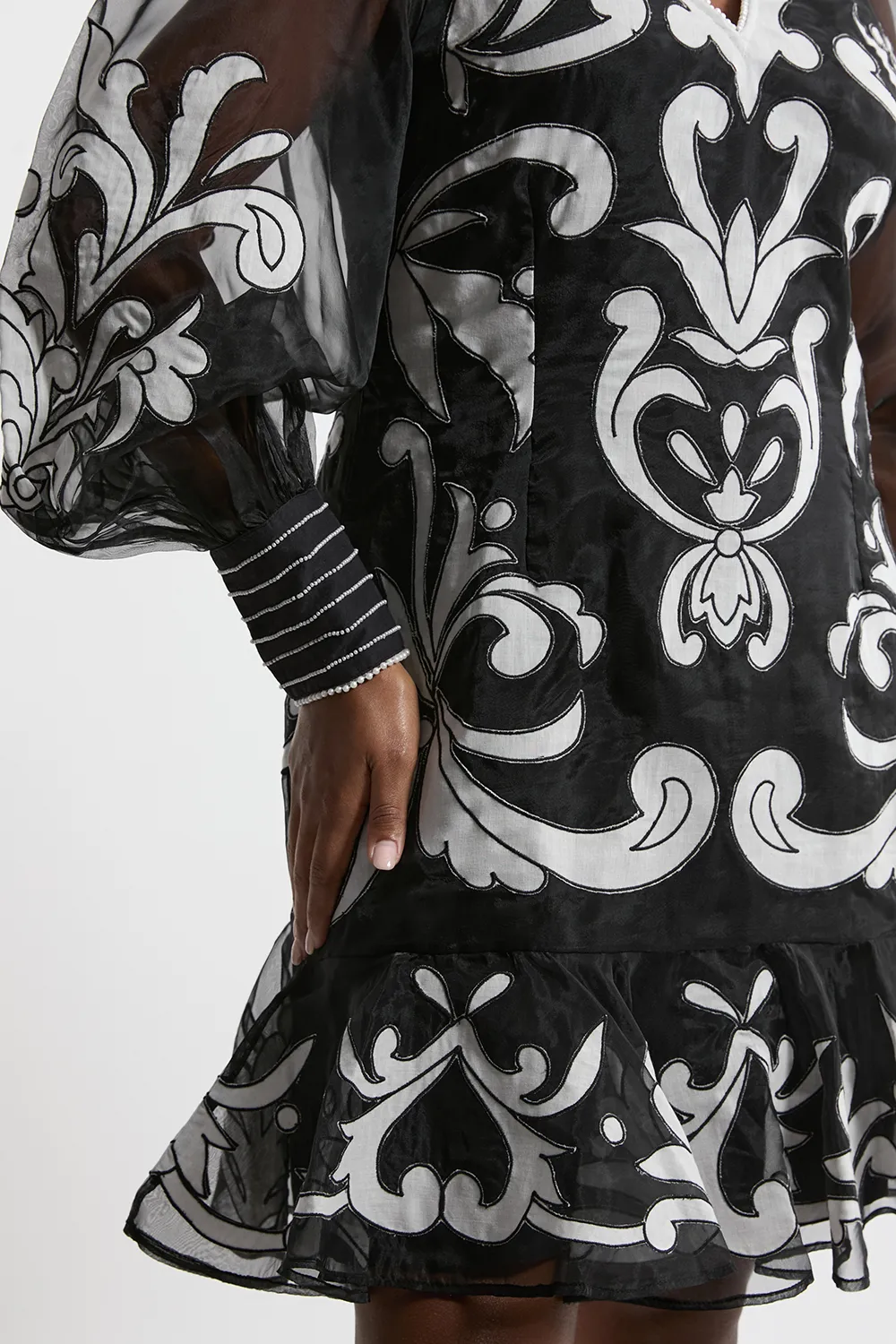 Plus Size Applique Organdie Buttoned Woven Mini Dress BKK15609 3 Plus Size Applique Organdie Buttoned Woven Mini Dress BKK15609