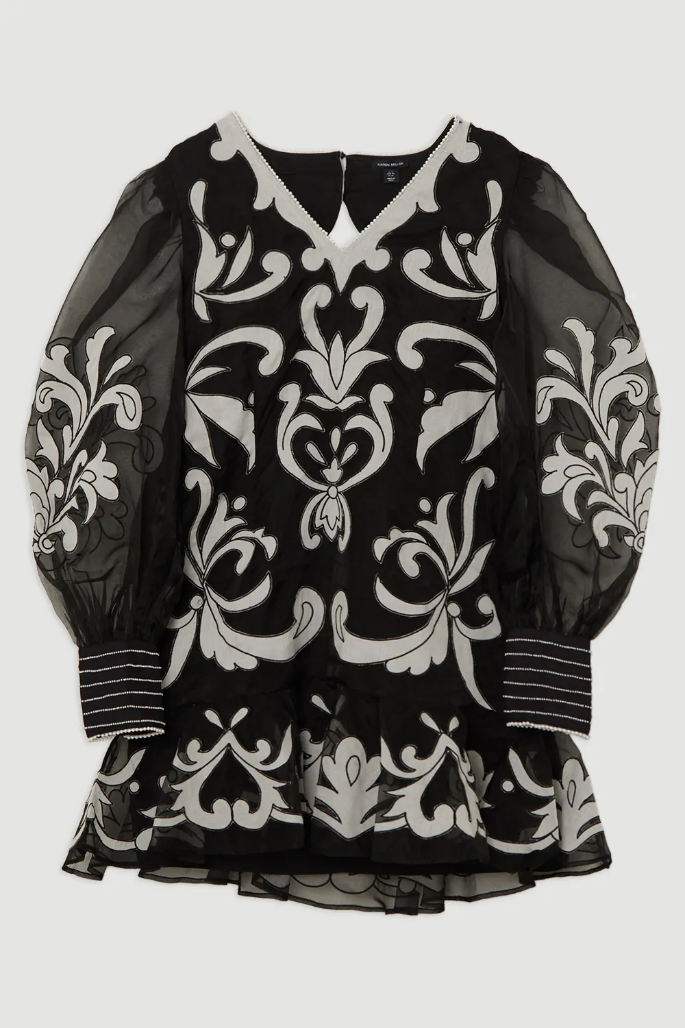 Plus Size Applique Organdie Buttoned Woven Mini Dress BKK15609 4 Plus Size Applique Organdie Buttoned Woven Mini Dress BKK15609