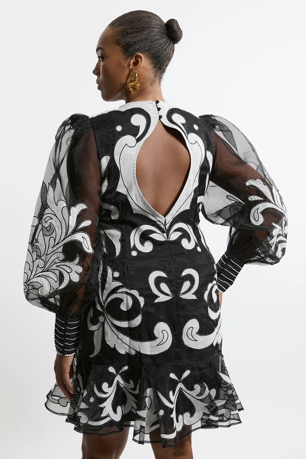 Plus Size Applique Organdie Buttoned Woven Mini Dress BKK15609 5 Plus Size Applique Organdie Buttoned Woven Mini Dress BKK15609