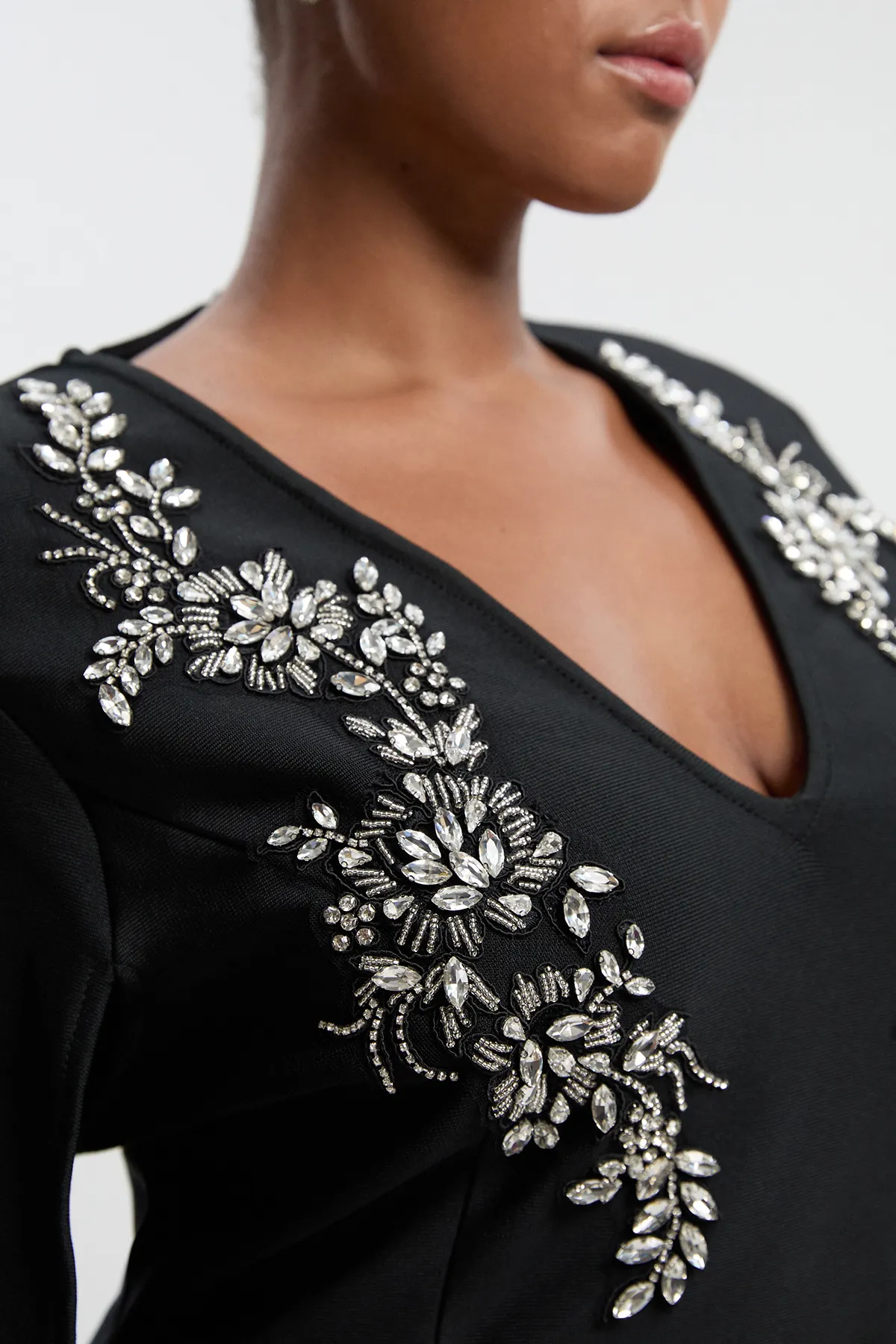 Plus Size Bandage Form Fitting Cape Sleeve Embellished Mini Dress BKK26887 3 Plus Size Bandage Form Fitting Cape Sleeve Embellished Mini Dress BKK26887