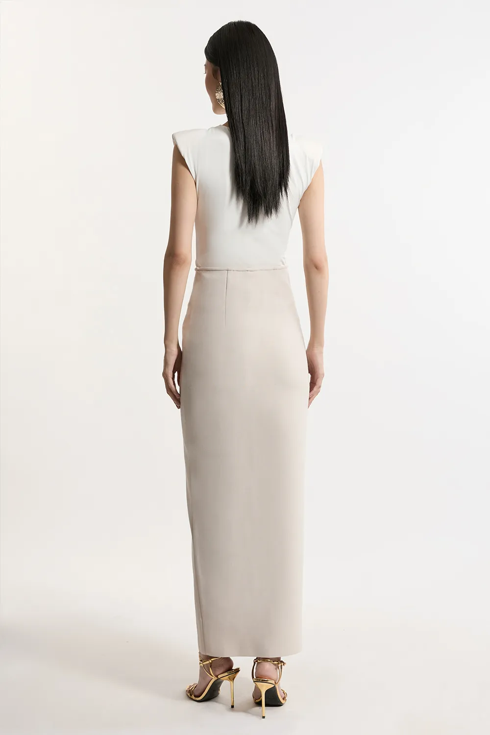 Tall Figure Form Bandage Knit High Waisted Zip Detail Maxi Skirt BKK26894