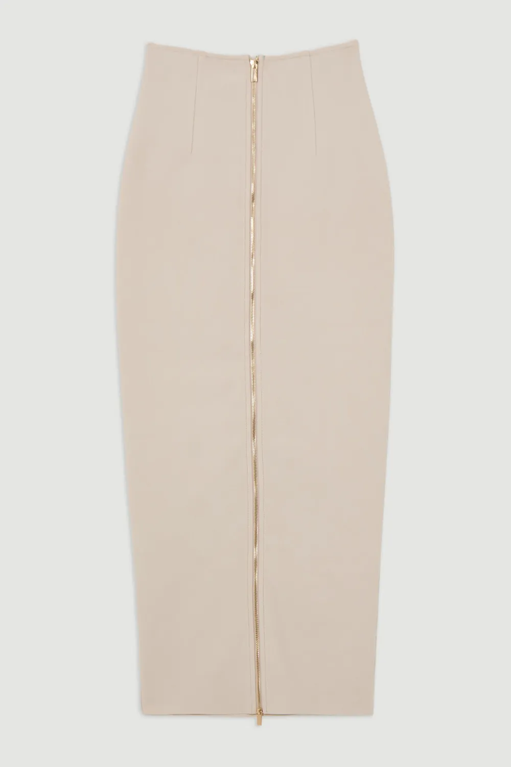 Tall Figure Form Bandage Knit High Waisted Zip Detail Maxi Skirt BKK26894