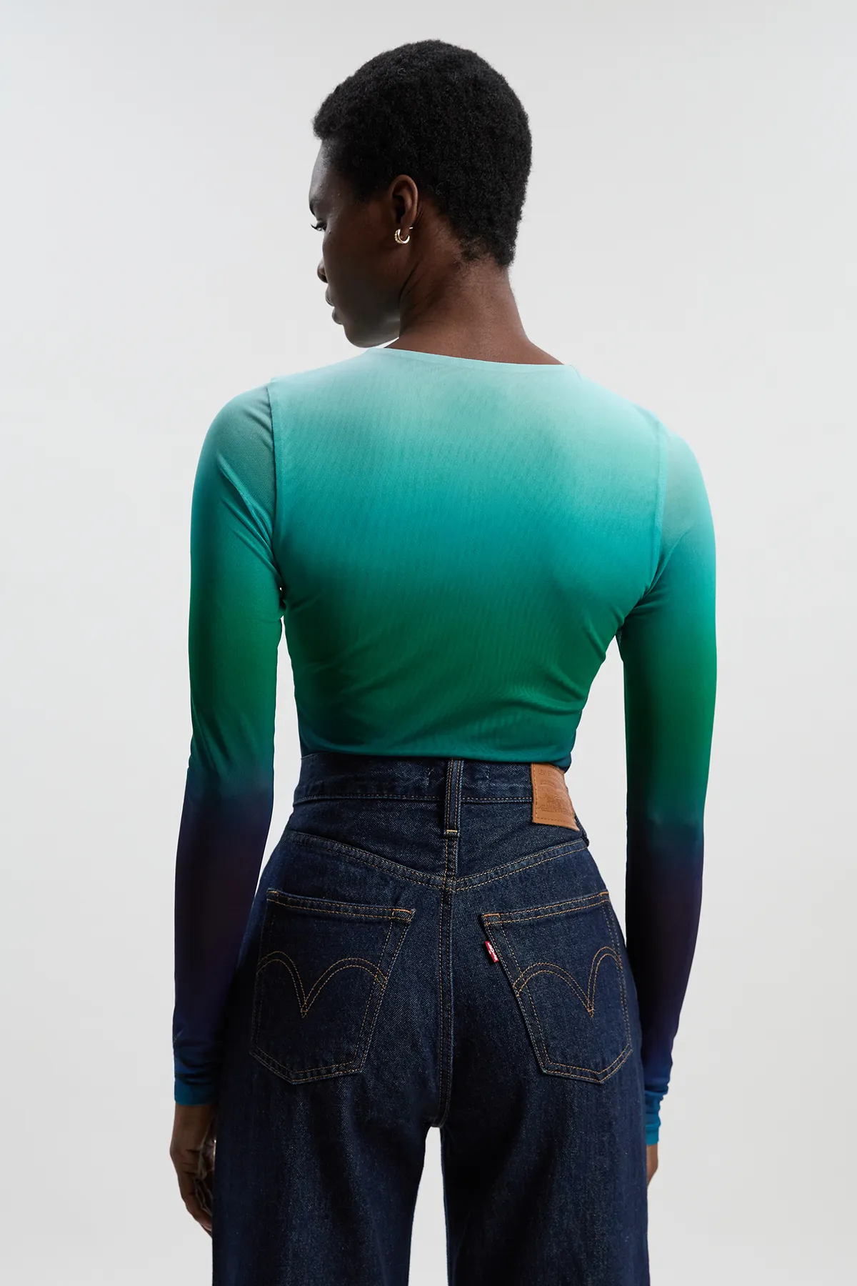 Long Sleeve Ombre Mesh Bodysuit BKK26898 4 Long Sleeve Ombre Mesh Bodysuit BKK26898