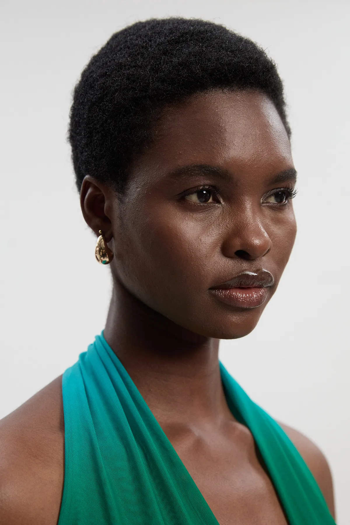 Halter Neck Trim Detail Plunge Ombre Mesh Bodysuit BKK26899