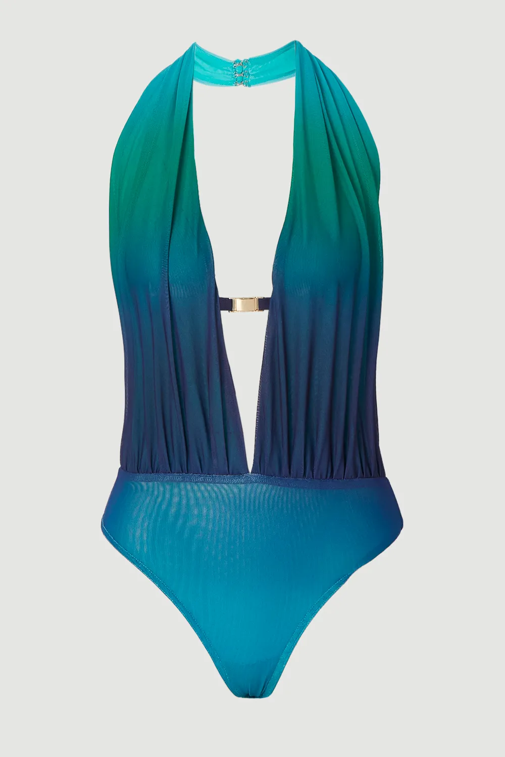 Halter Neck Trim Detail Plunge Ombre Mesh Bodysuit BKK26899 4 Halter Neck Trim Detail Plunge Ombre Mesh Bodysuit BKK26899