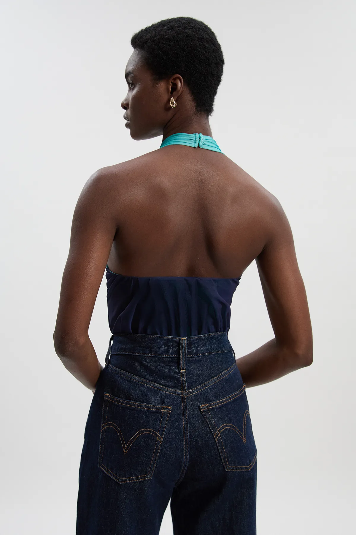 Halter Neck Trim Detail Plunge Ombre Mesh Bodysuit BKK26899 5 Halter Neck Trim Detail Plunge Ombre Mesh Bodysuit BKK26899