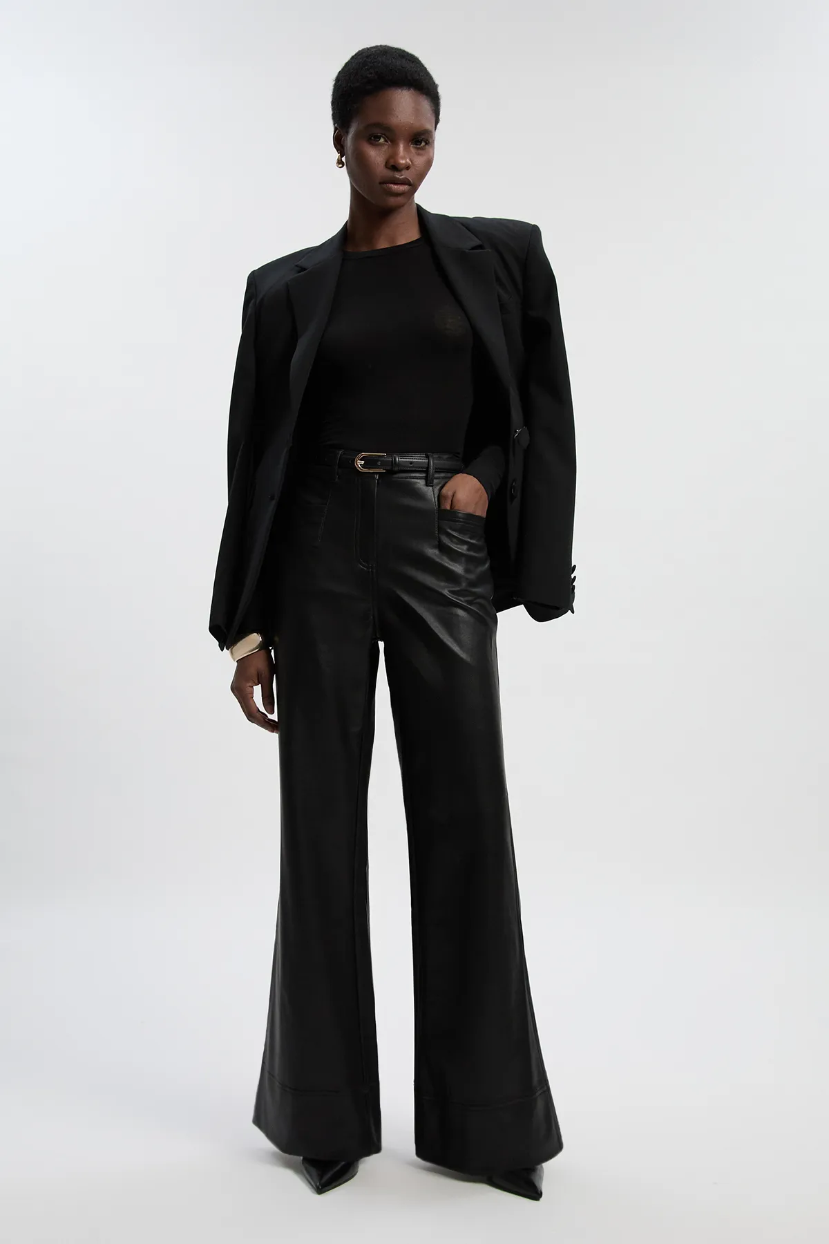 Faux Leather Tailored Kickflare Pants BKK26908