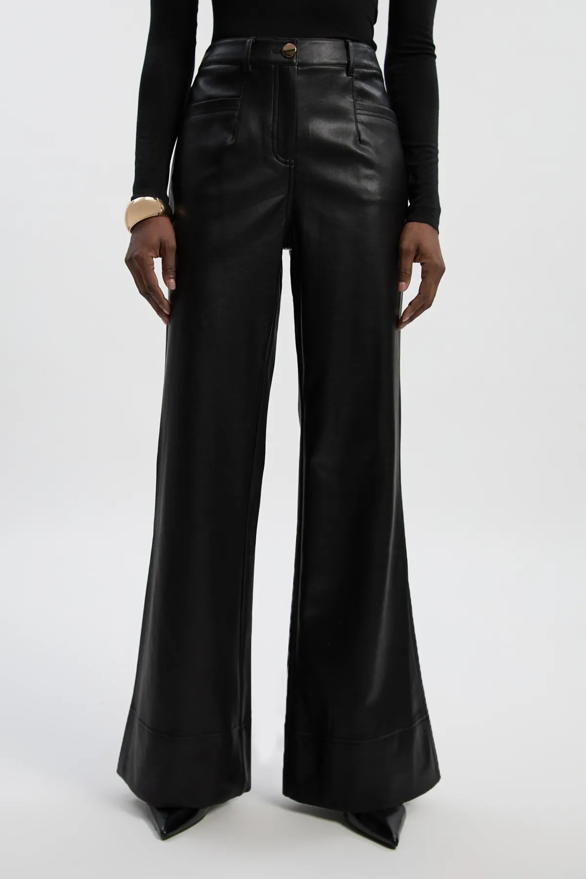 Faux Leather Tailored Kickflare Pants BKK26908
