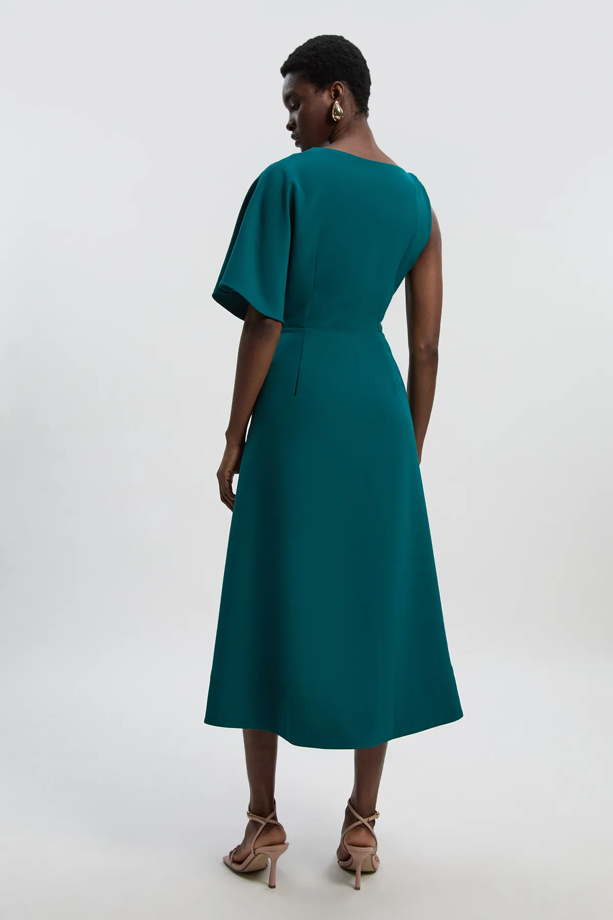 Petite Soft Tailored Trim Detail Full Skirt Midi Dress BKK26922