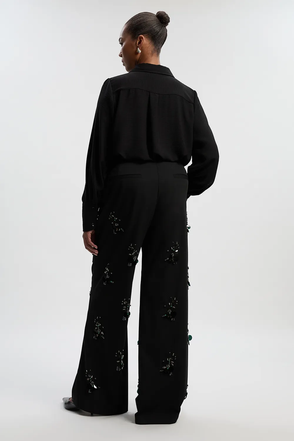 Plus Size Cluster Sequin & Crystal Embellished Tailored Wide Leg Pants BKK26925 4 Plus Size Cluster Sequin & Crystal Embellished Tailored Wide Leg Pants BKK26925
