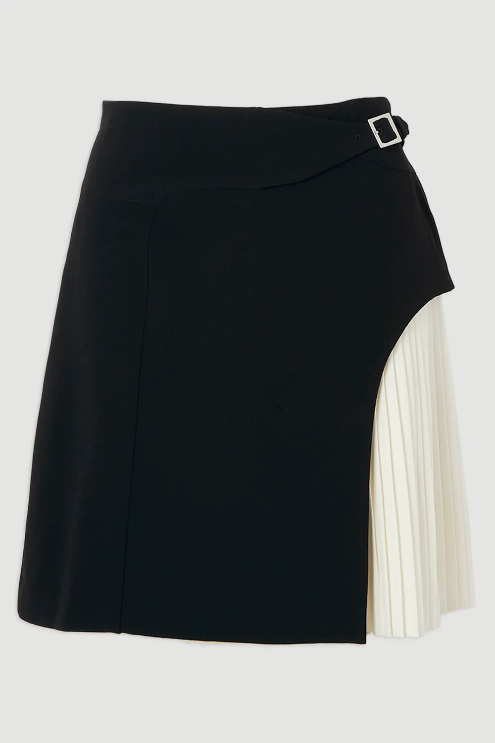 Tailored Buckle Detail Pleated Mini Skirt BKK26938