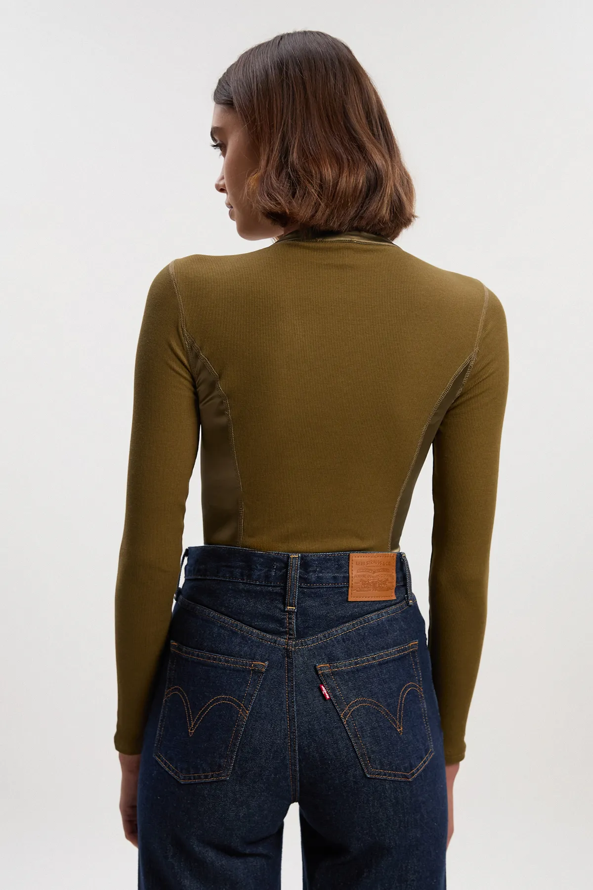 Luxe Viscose Rib Jersey Crew Neck Satin Detail Bodysuit BKK26996 4 Luxe Viscose Rib Jersey Crew Neck Satin Detail Bodysuit BKK26996