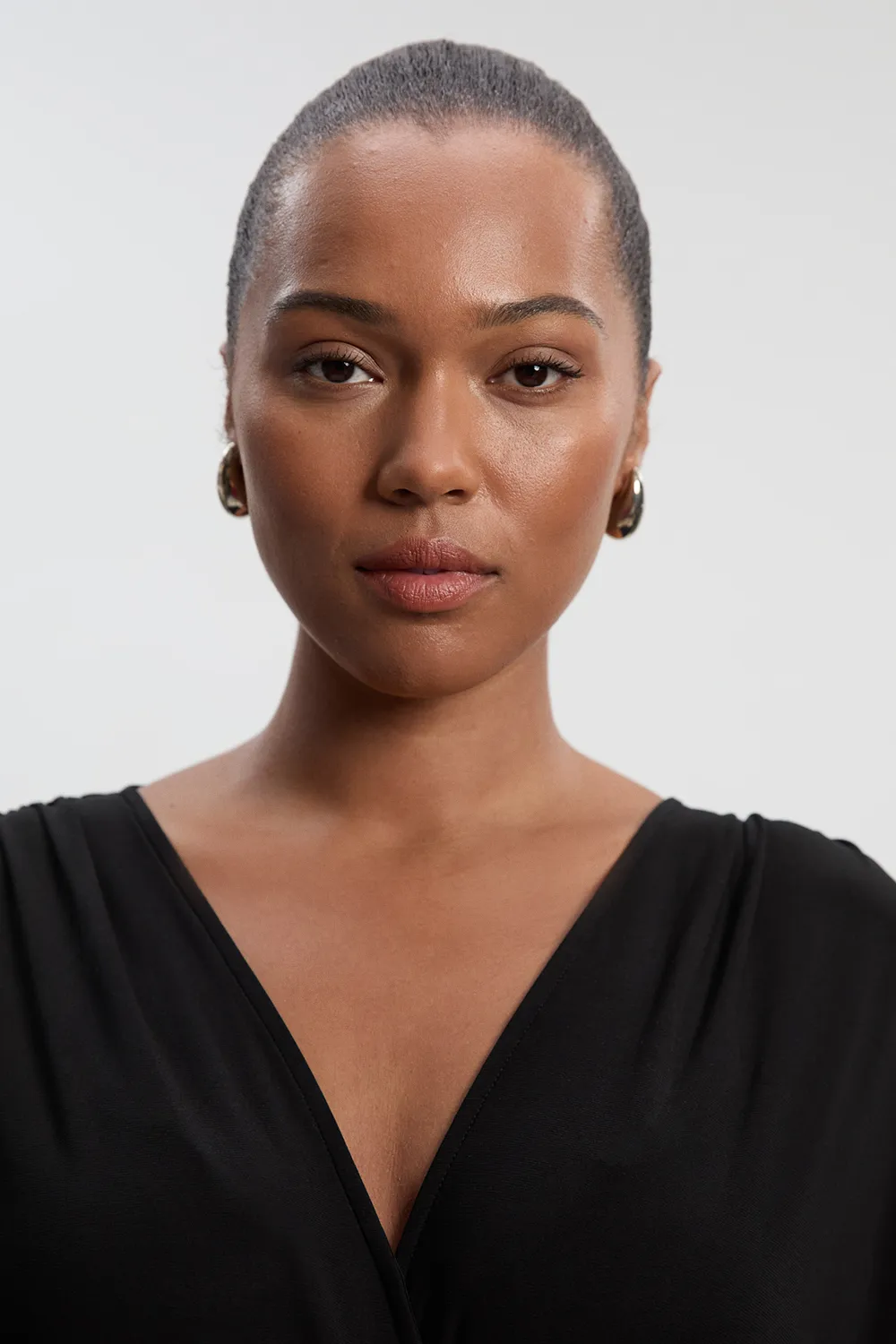 Plus Size Stretch Drapey Crepe Ruched Plunge Neck Batwing Sleeve Maxi Dress BKK27012