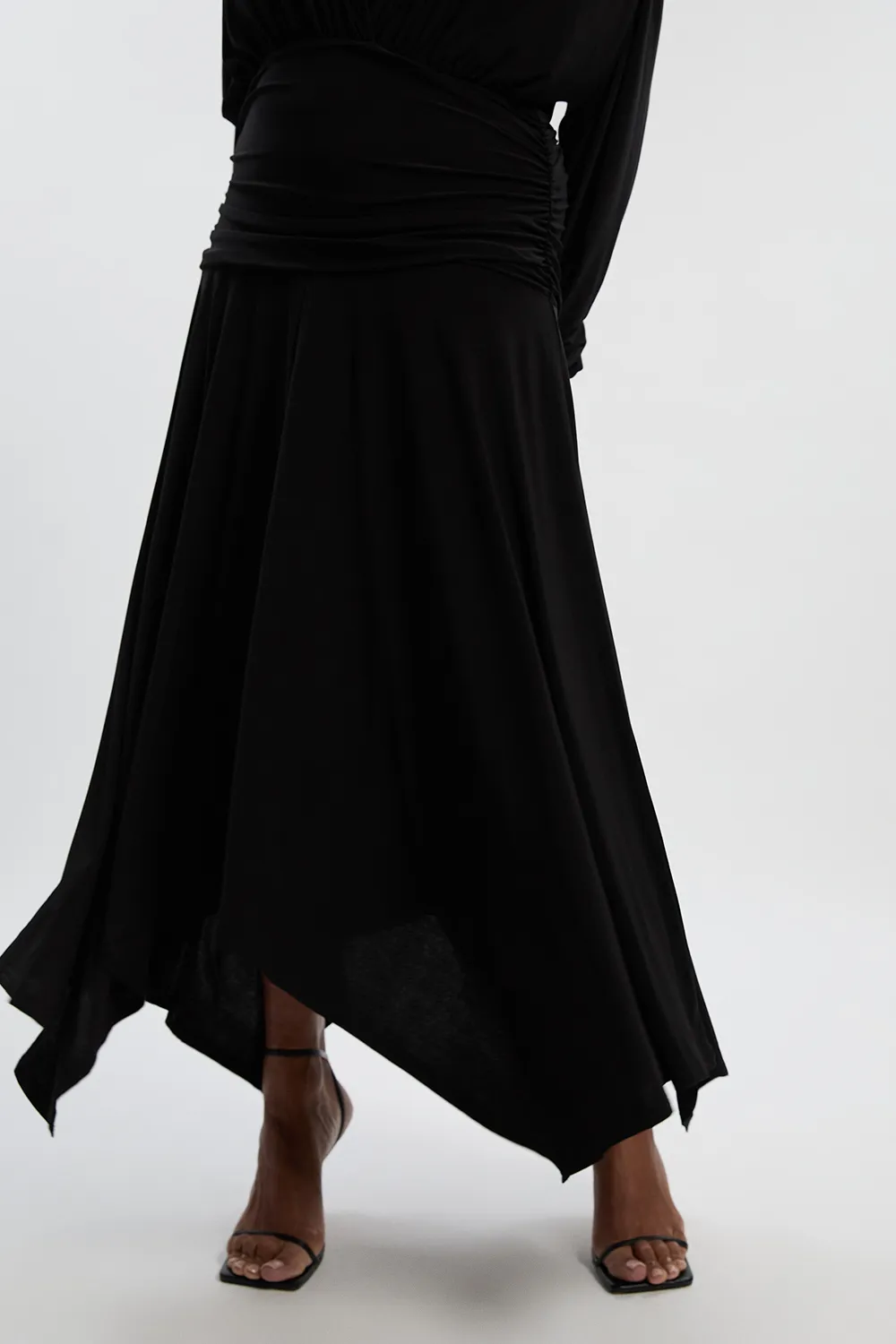 Plus Size Stretch Drapey Crepe Ruched Plunge Neck Batwing Sleeve Maxi Dress BKK27012 3 Plus Size Stretch Drapey Crepe Ruched Plunge Neck Batwing Sleeve Maxi Dress BKK27012