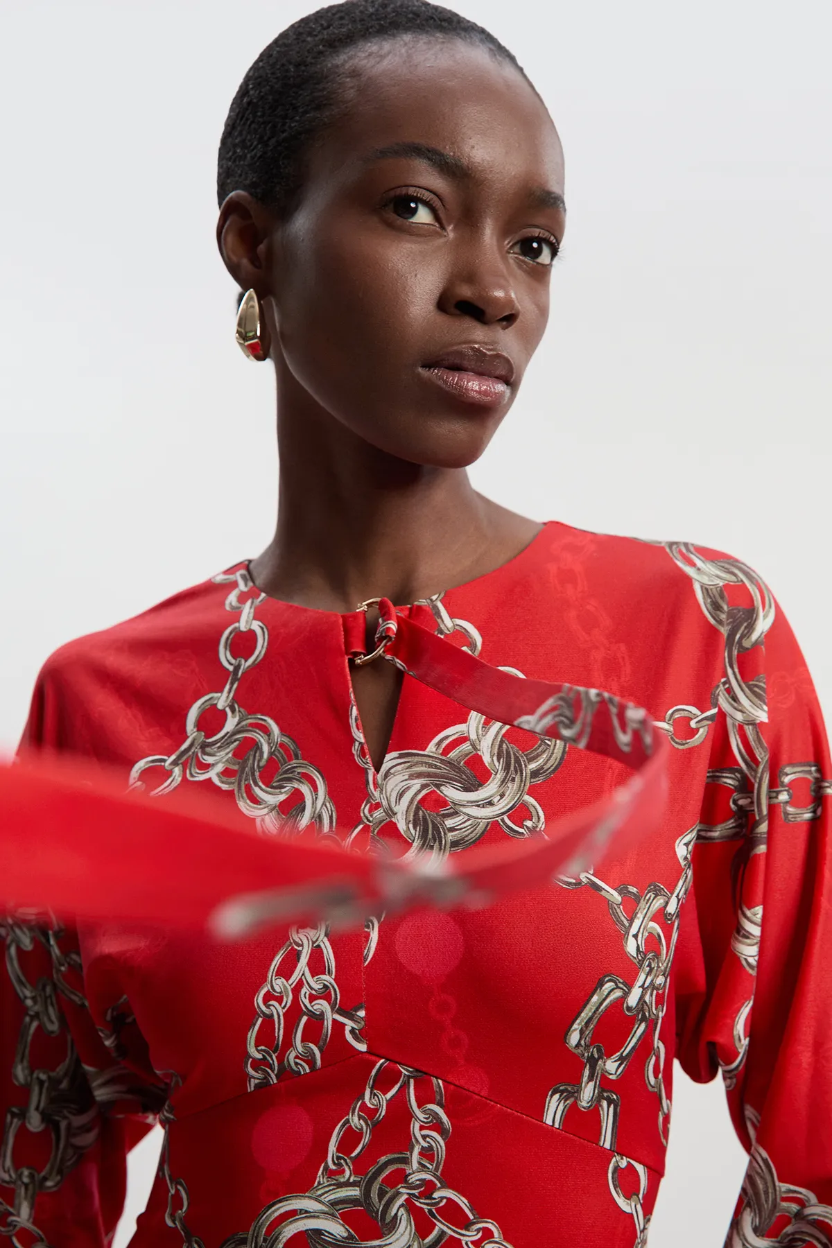 Chain Print Crepe Mini Dress BKK27018