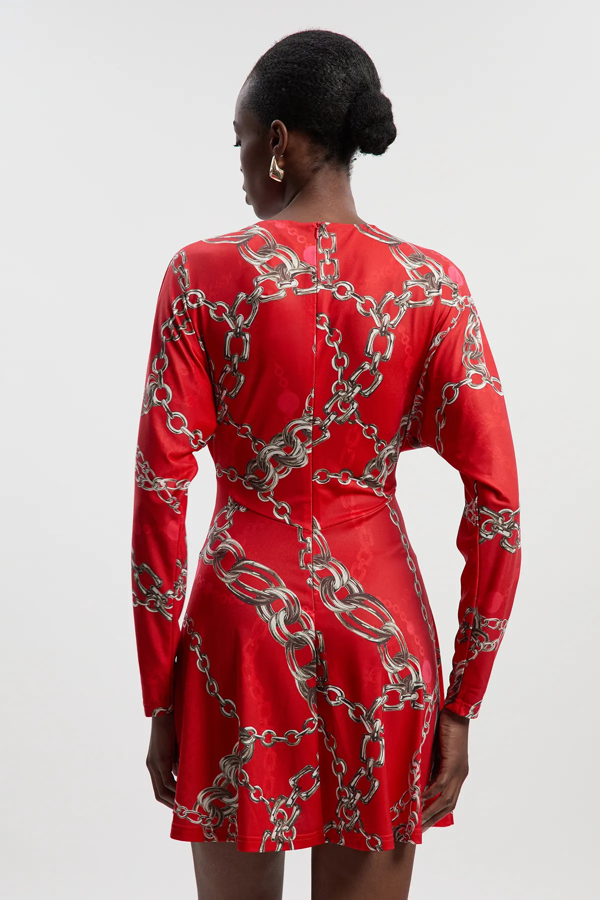 Chain Print Crepe Mini Dress BKK27018 4 Chain Print Crepe Mini Dress BKK27018