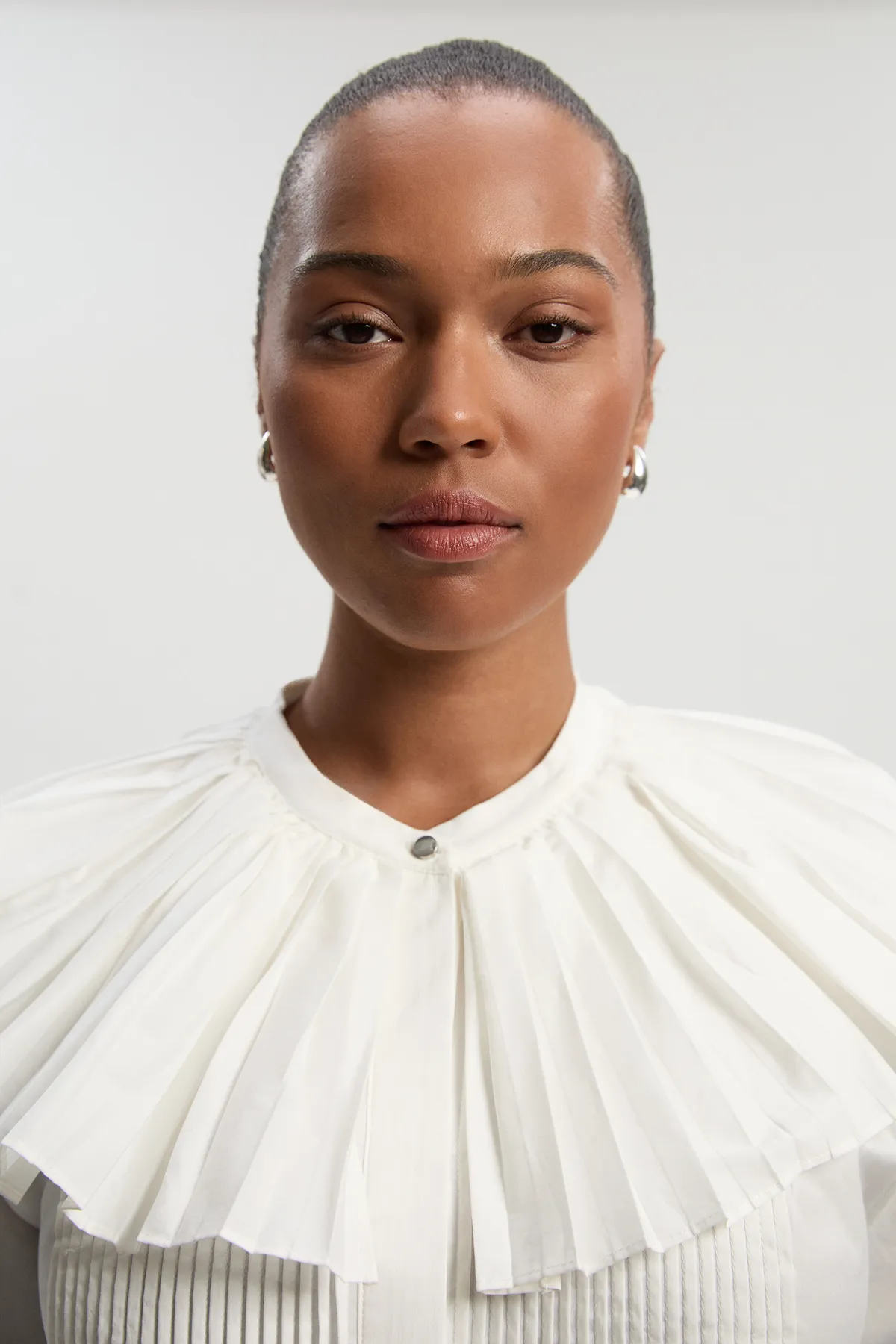 Plus Size Cotton Poplin Pleat Detail Woven Shirt BKK27059 3 Plus Size Cotton Poplin Pleat Detail Woven Shirt BKK27059