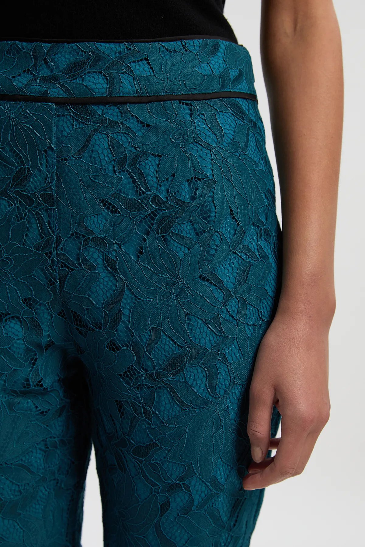 Tipped Corded Lace High Waisted Woven Pants BKK27062 3 Tipped Corded Lace High Waisted Woven Pants BKK27062