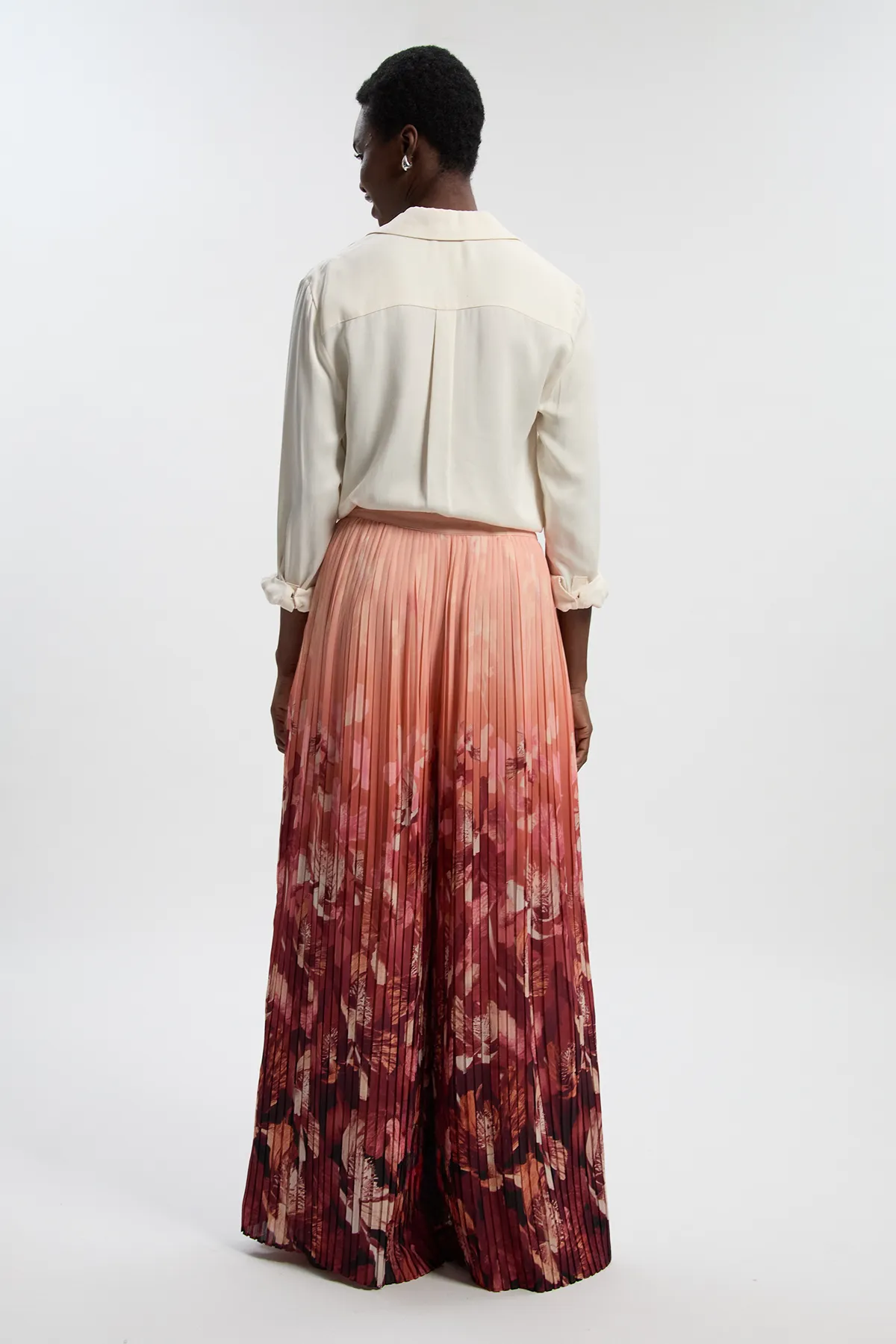 Pleated Floral Woven Wide Leg Pants BKK27097 4 Pleated Floral Woven Wide Leg Pants BKK27097