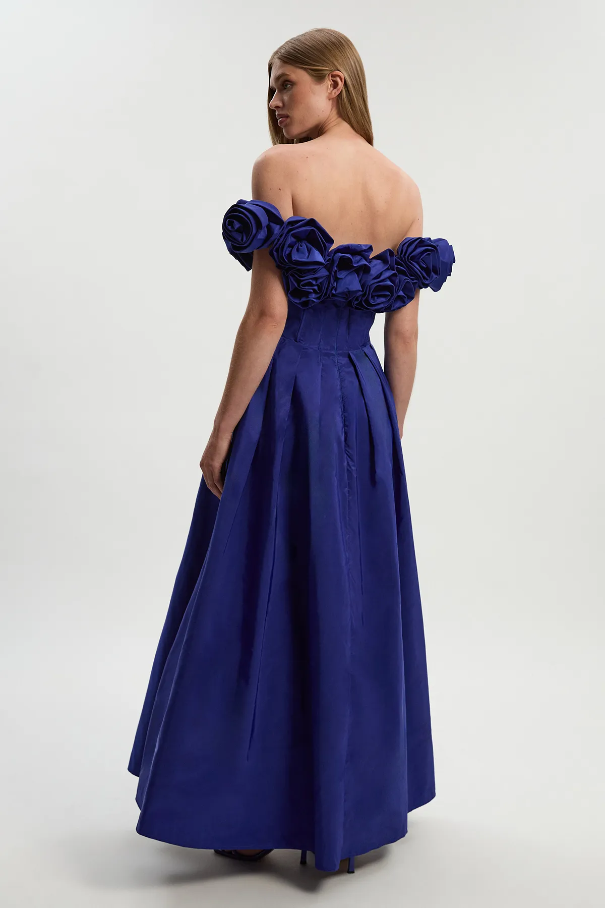 Drama Taffeta Rosette Woven Maxi Prom Dress 7 Drama Taffeta Rosette Woven Maxi Prom Dress