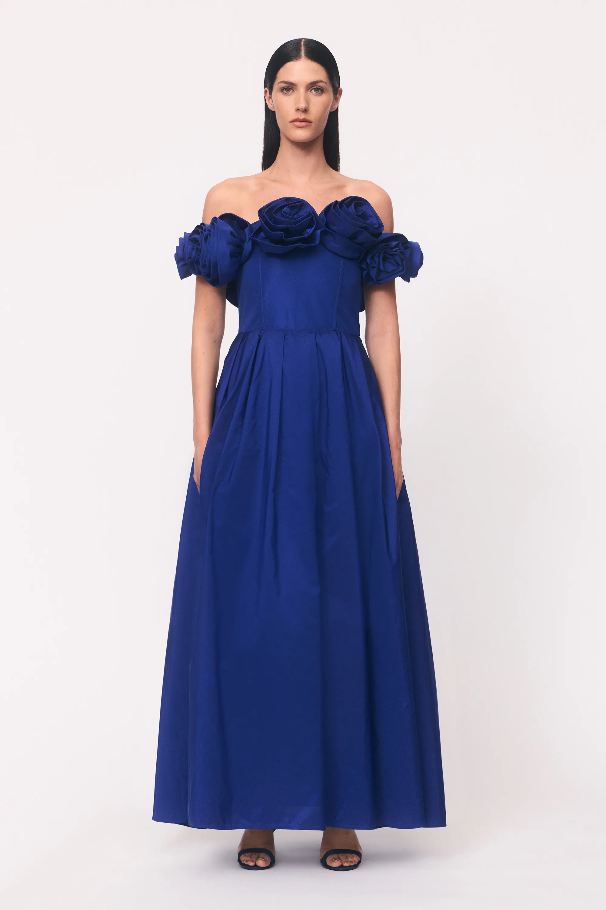 Drama Taffeta Rosette Woven Maxi Prom Dress 8 Drama Taffeta Rosette Woven Maxi Prom Dress
