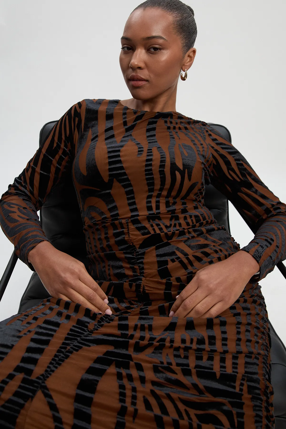 Plus Size Animal Stretch Velvet Devore Midi Dress BKK27108