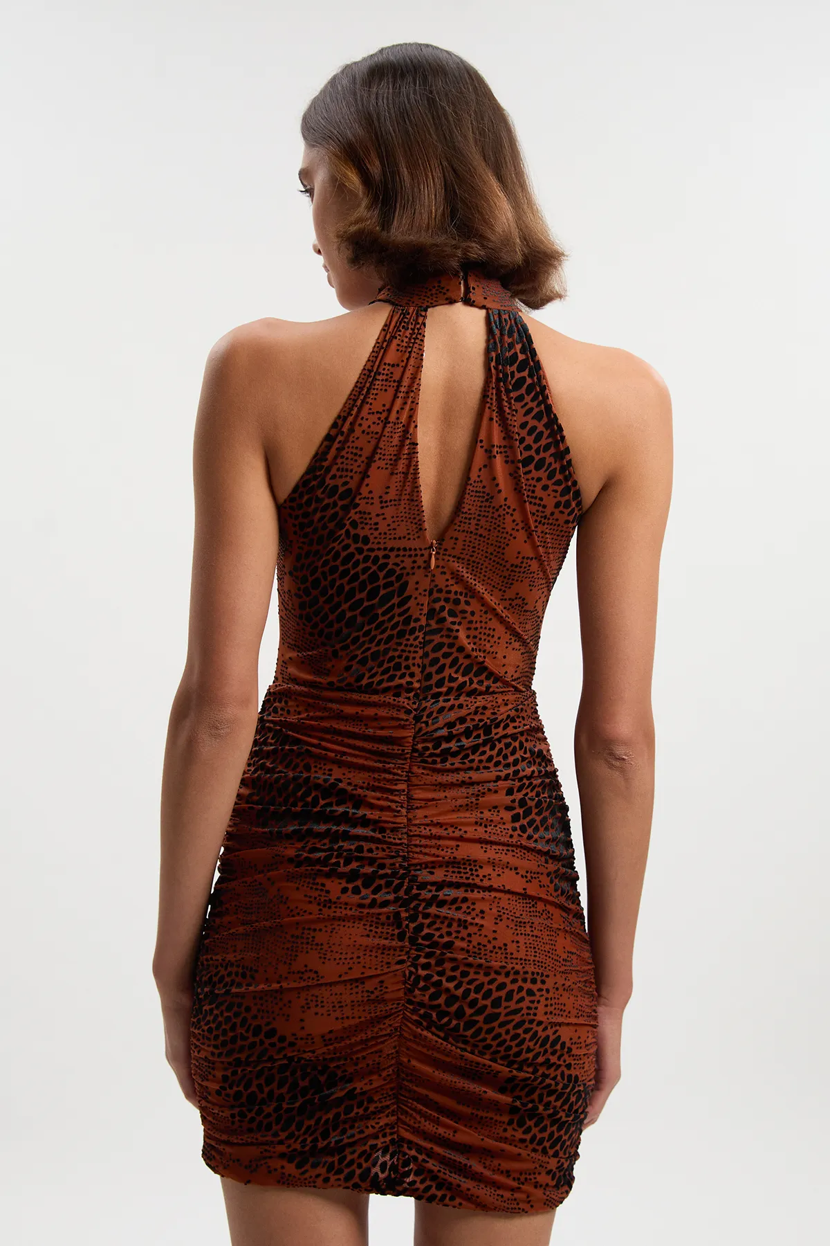 Animal Stretch Velvet Devore Halter Neck Mini Dress BKK27111 4 Animal Stretch Velvet Devore Halter Neck Mini Dress BKK27111