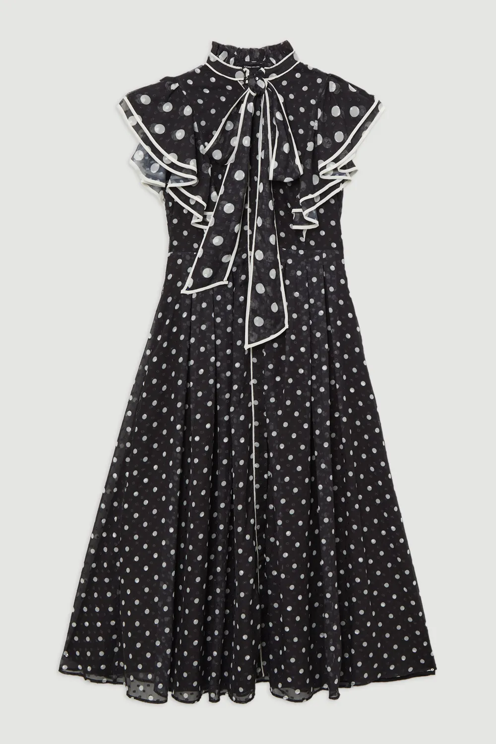 Petite Printed Dobby Ruffle Midi Dress BKK21460 4 Petite Printed Dobby Ruffle Midi Dress BKK21460