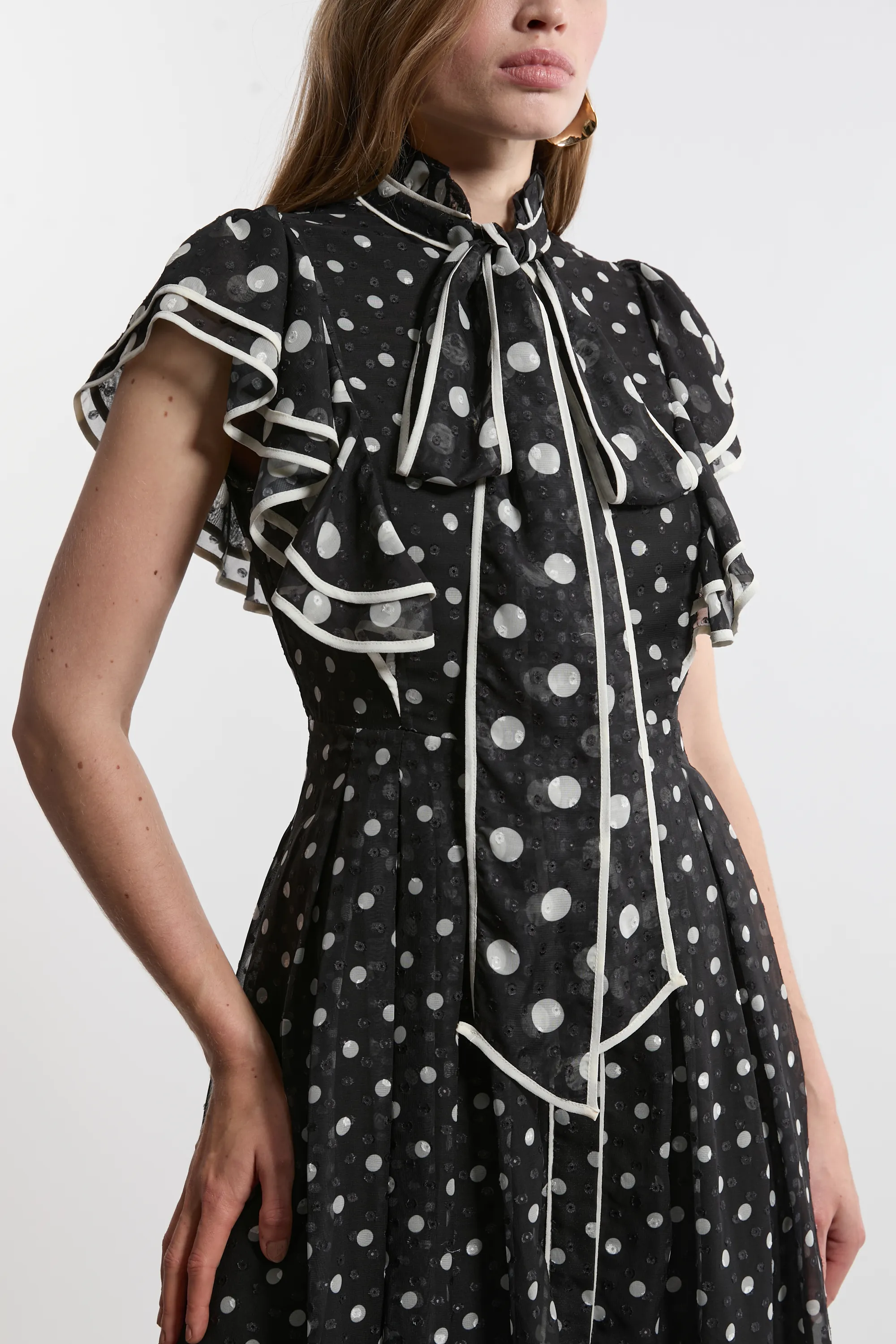 Petite Printed Dobby Ruffle Midi Dress BKK21460 5 Petite Printed Dobby Ruffle Midi Dress BKK21460