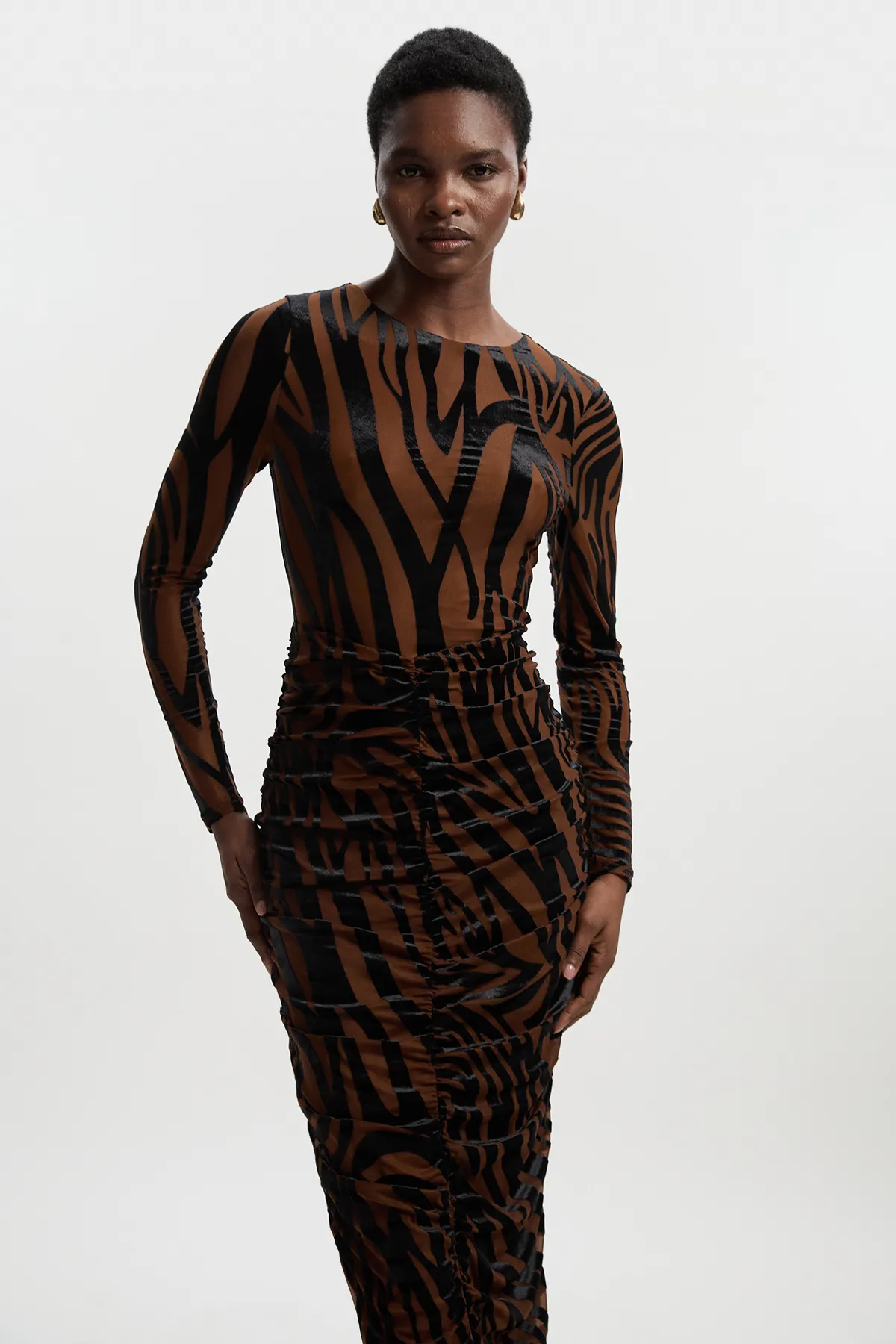 Animal Stretch Velvet Devore Midi Dress BKK27112