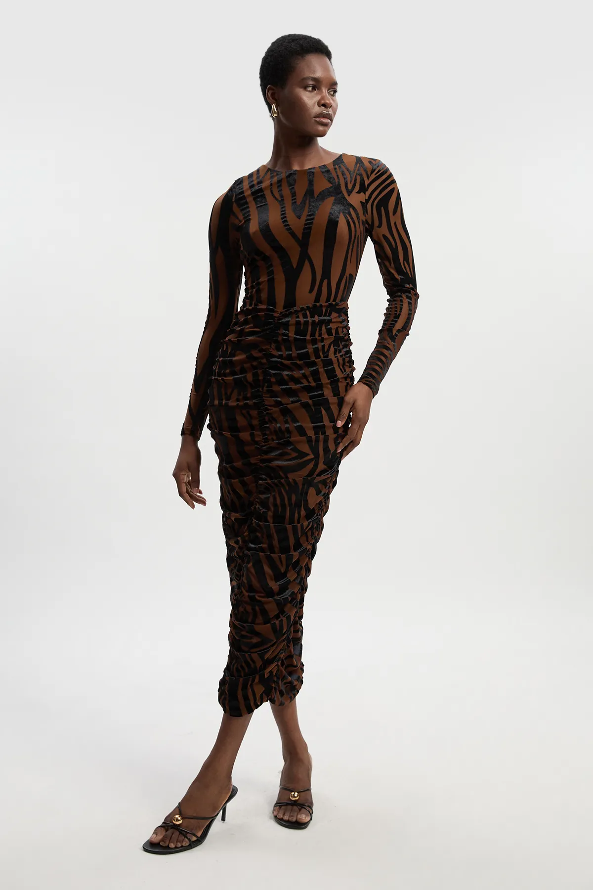 Animal Stretch Velvet Devore Midi Dress BKK27112