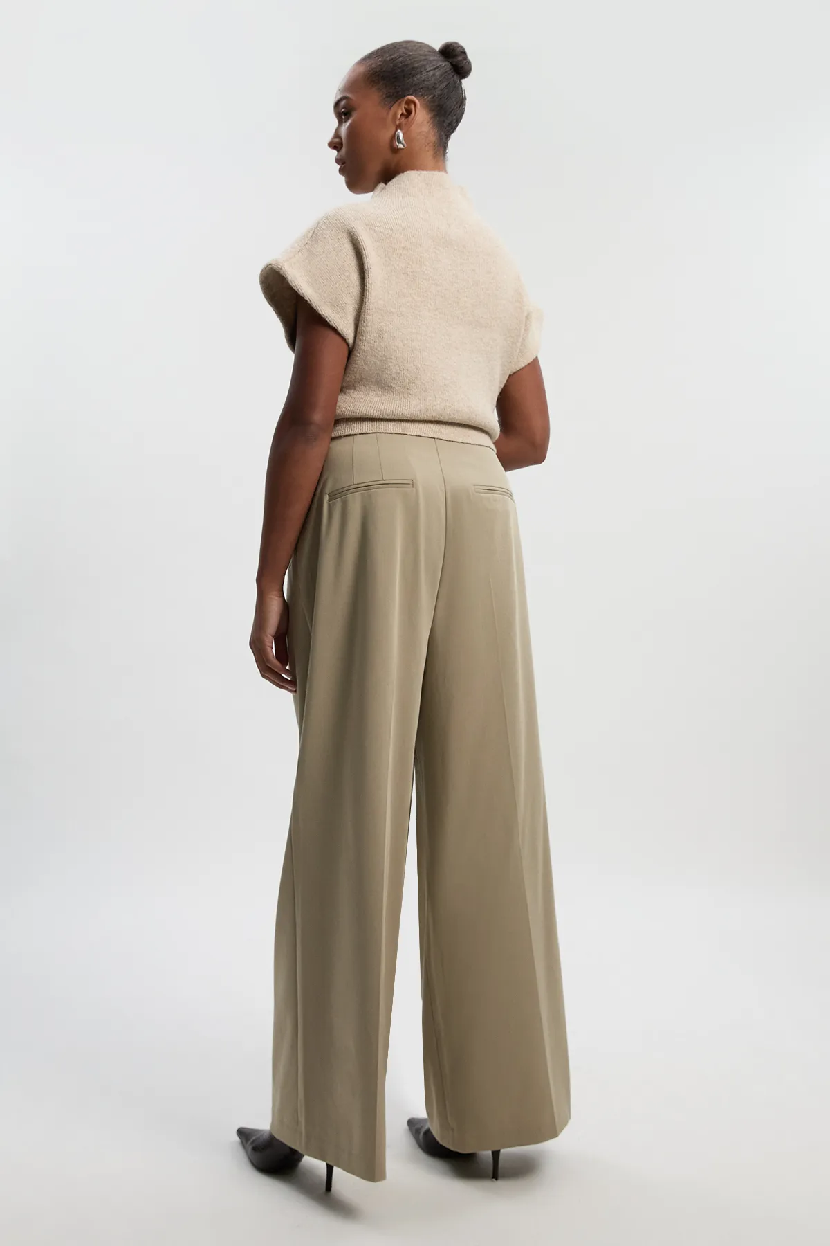 Plus Size Polished Viscose Belted Tailored Wide Leg BKK27191 4 Plus Size Polished Viscose Belted Tailored Wide Leg BKK27191