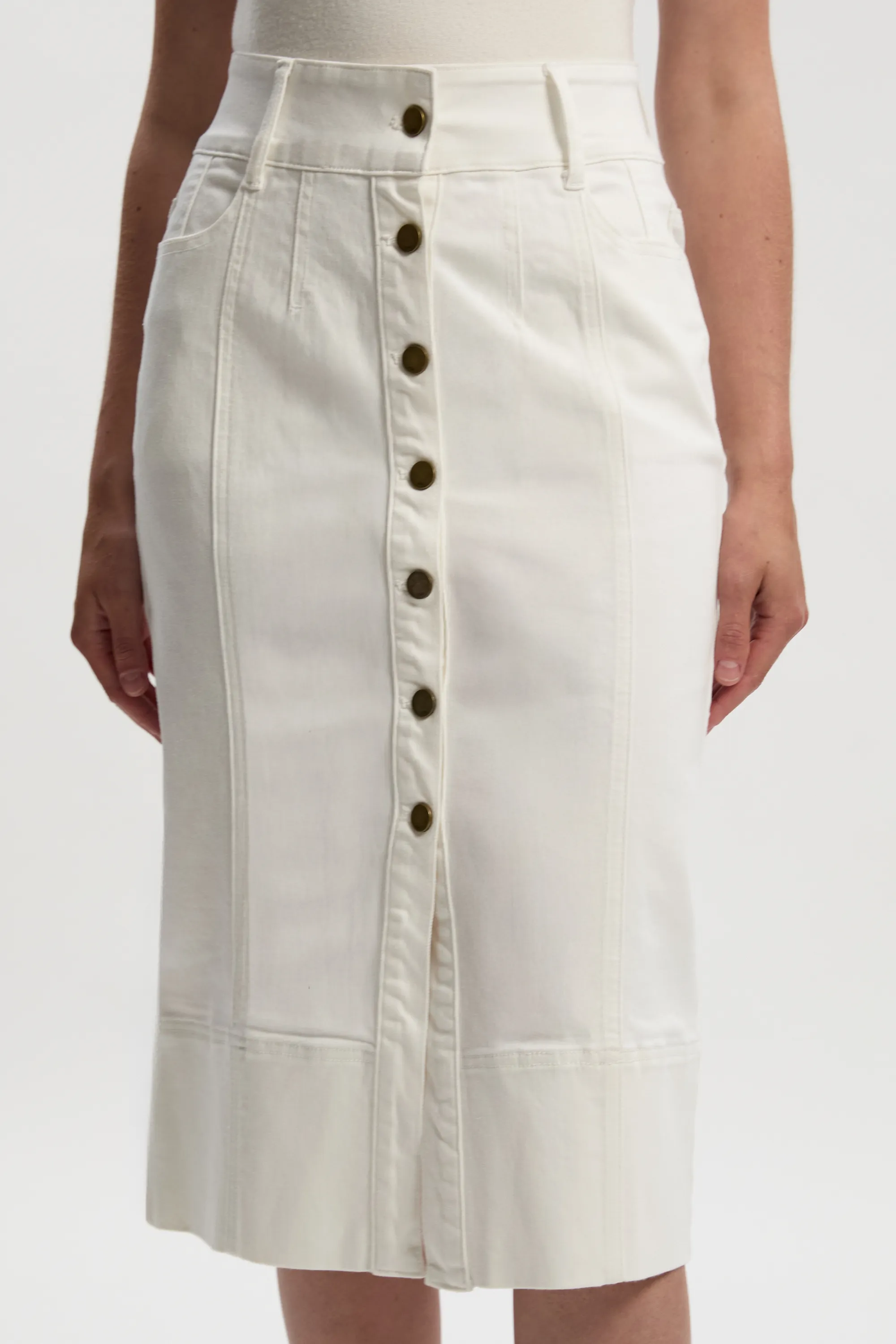 Denim Corset Waist Detail Pencil Skirt BKK27209