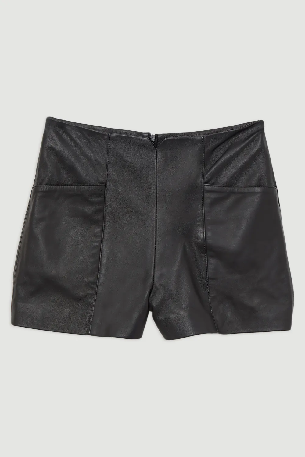 Leather Notch Detail Mini Shorts BKK27263 4 Leather Notch Detail Mini Shorts BKK27263