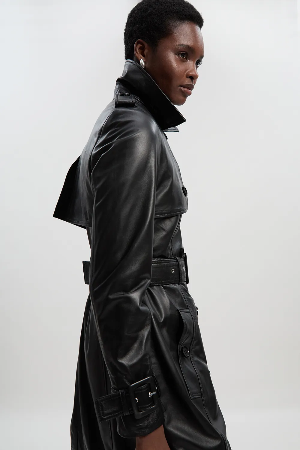 Leather Trench Belted Mac Midi Coat BKK27264