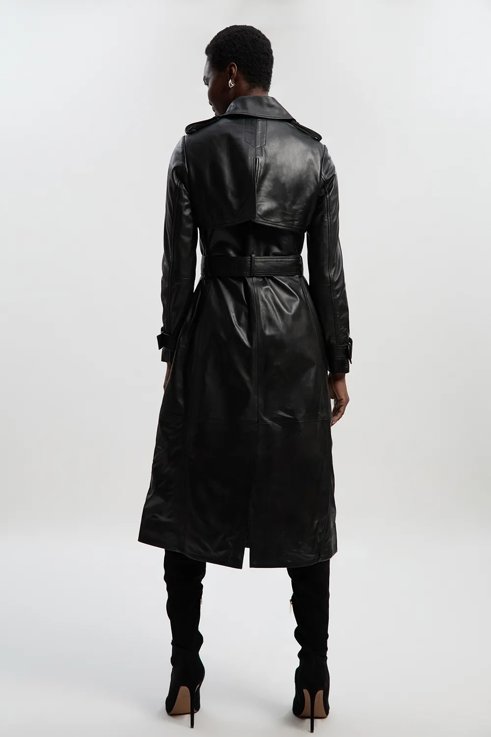 Leather Trench Belted Mac Midi Coat BKK27264 4 Leather Trench Belted Mac Midi Coat BKK27264