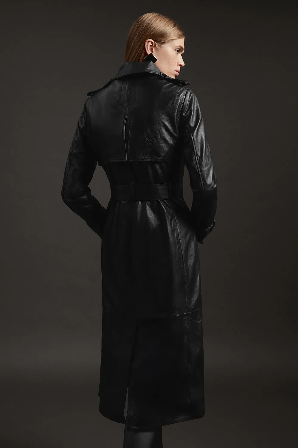 Leather Trench Belted Mac Midi Coat BKK27264 6 Leather Trench Belted Mac Midi Coat BKK27264