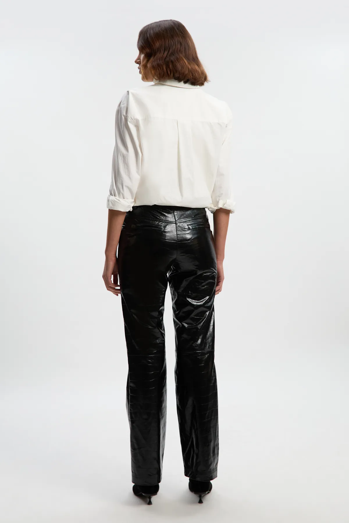 High Shine Croc Embossed Leather Straight Pants BKK27601 5 High Shine Croc Embossed Leather Straight Pants BKK27601