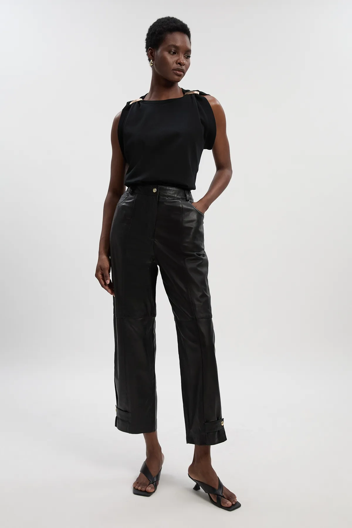 Leather Hem Detail Trouser BKK27605