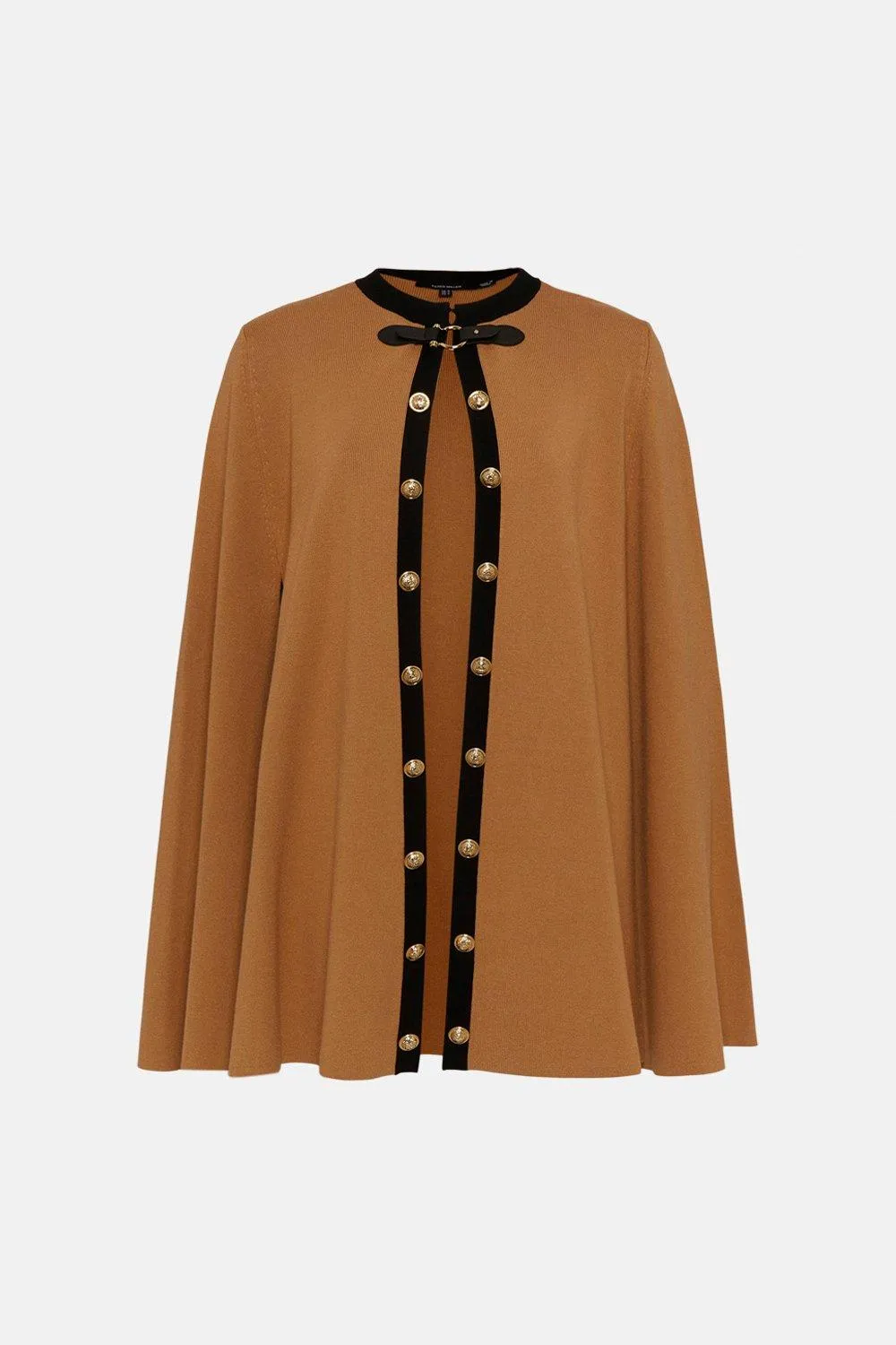 Viscose Blend Military Trim Knitted Cape AKK03706 5 Viscose Blend Military Trim Knitted Cape AKK03706