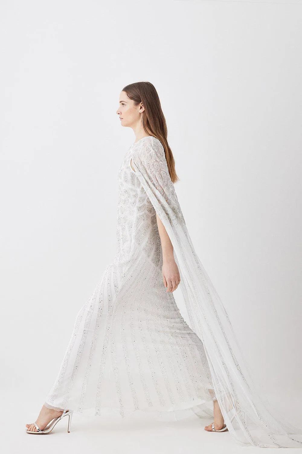 Premium Embellished Caped Maxi Dress BKK05822