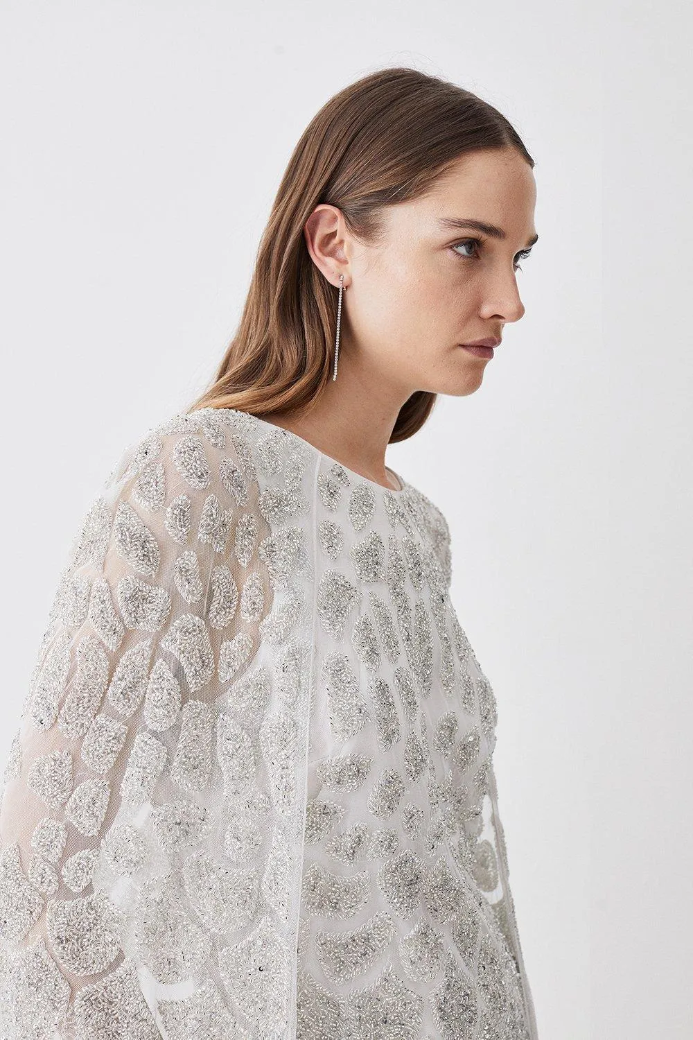 Premium Embellished Caped Maxi Dress BKK05822