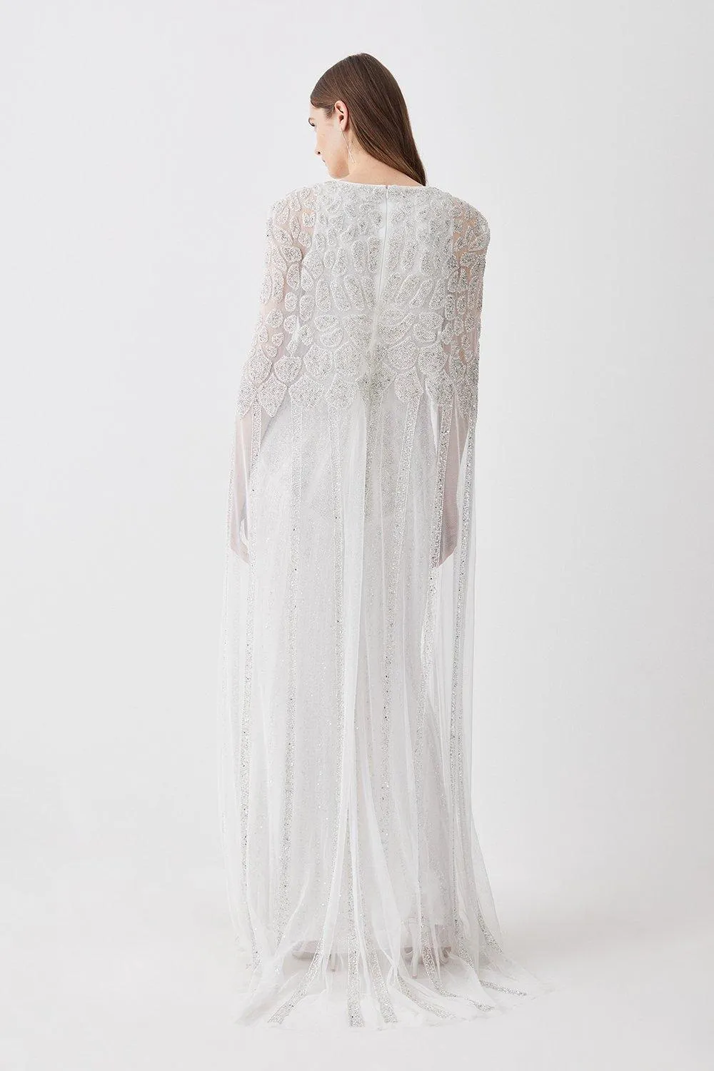 Premium Embellished Caped Maxi Dress BKK05822 6 Premium Embellished Caped Maxi Dress BKK05822