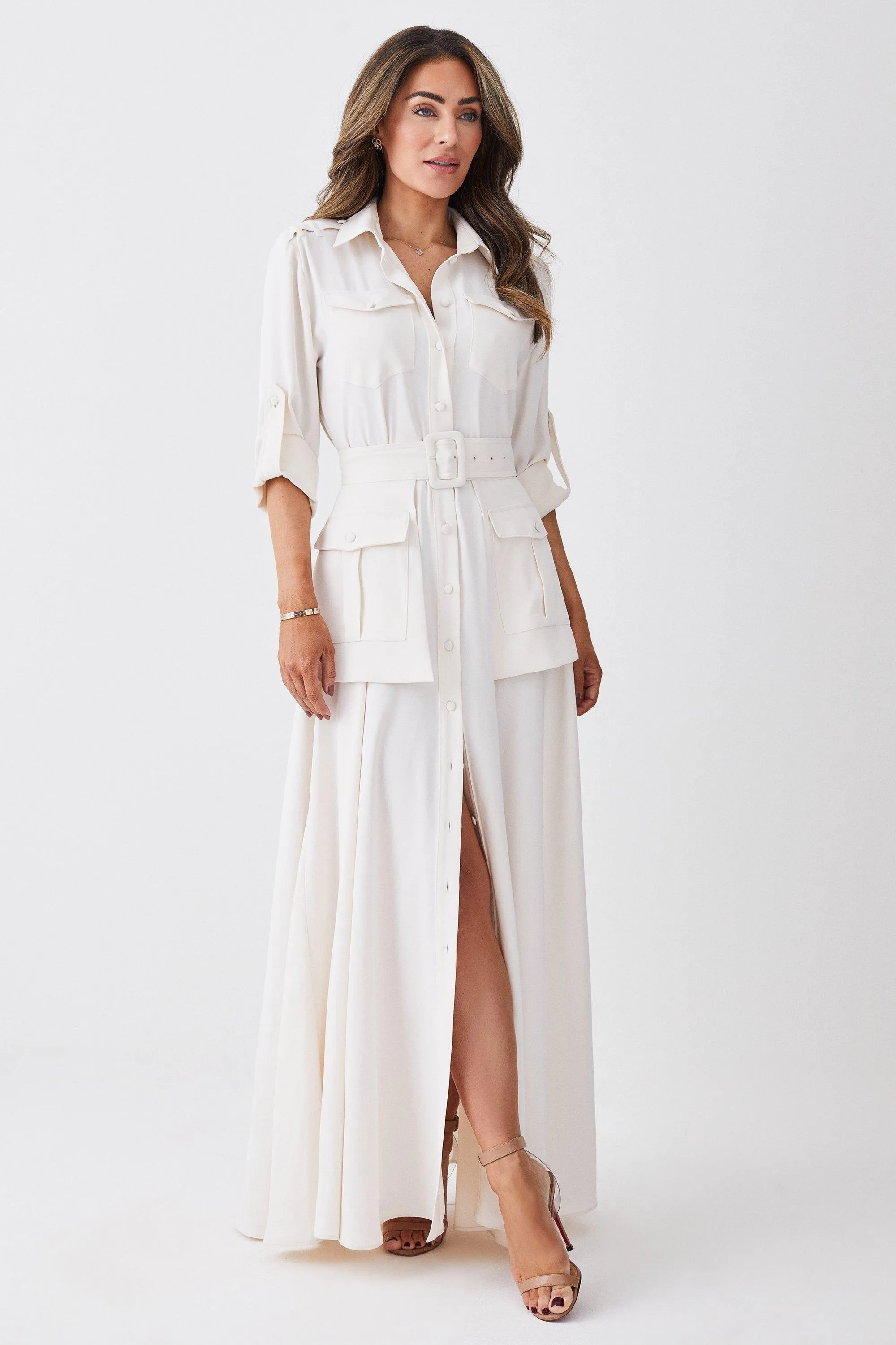 Lydia Millen Soft Tailored Belted Maxi Shirt Dress BKK08847